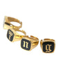 Gold Brass KING Enamel Set of 4 Ring