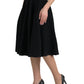 Black High Waist A-line Knee Length Skirt