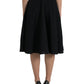 Black High Waist A-line Knee Length Skirt