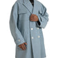 Blue Double Breasted Trench Coat Jacket