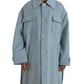 Light Blue Wool Button Trench Coat Jacket