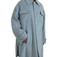 Light Blue Wool Button Trench Coat Jacket