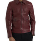 Maroon Exotic Leather Zip Biker Coat Jacket