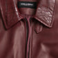 Maroon Exotic Leather Zip Biker Coat Jacket