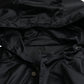 Black Polyester Hooded Long Windbreaker Jacket