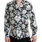 Black White Floral Button Down Casual Shirt