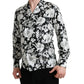 Black White Floral Button Down Casual Shirt