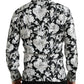 Black White Floral Button Down Casual Shirt