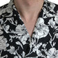 Black White Floral Button Down Casual Shirt