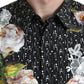 Black Floral Men Formal Dress GOLD Shirt