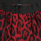 Red Leopard Print Viscose Bermuda Shorts