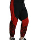 Black Red Leopard Print Nylon Jogger Pants