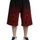 Red Leopard Print Cotton Bermuda Shorts