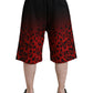 Red Leopard Print Cotton Bermuda Shorts