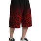 Red Leopard Print Cotton Bermuda Shorts