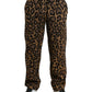 Brown Leopard Print Polyester Jogger Pants