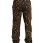 Brown Leopard Print Polyester Jogger Pants