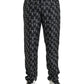 Black Horseshoe Print Silk Pants