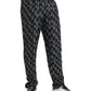 Black Horseshoe Print Silk Pants