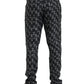 Black Horseshoe Print Silk Pants