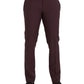 Maroon Wool Men Slim Fit Dress Pants