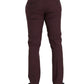 Maroon Wool Men Slim Fit Dress Pants