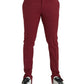 Red Wool Men Slim Fit Dress Pants