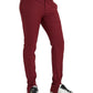 Red Wool Men Slim Fit Dress Pants