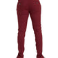 Red Wool Men Slim Fit Dress Pants