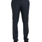 Blue Wool Men Skinny Dress Pants