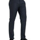 Blue Wool Men Skinny Dress Pants