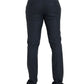 Blue Wool Men Skinny Dress Pants