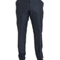 Blue Wool Men Skinny Dress Pants