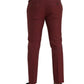 Maroon Wool Men Skinny Dress Pants