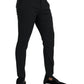 Black Wool Stretch Men Skinny Pants