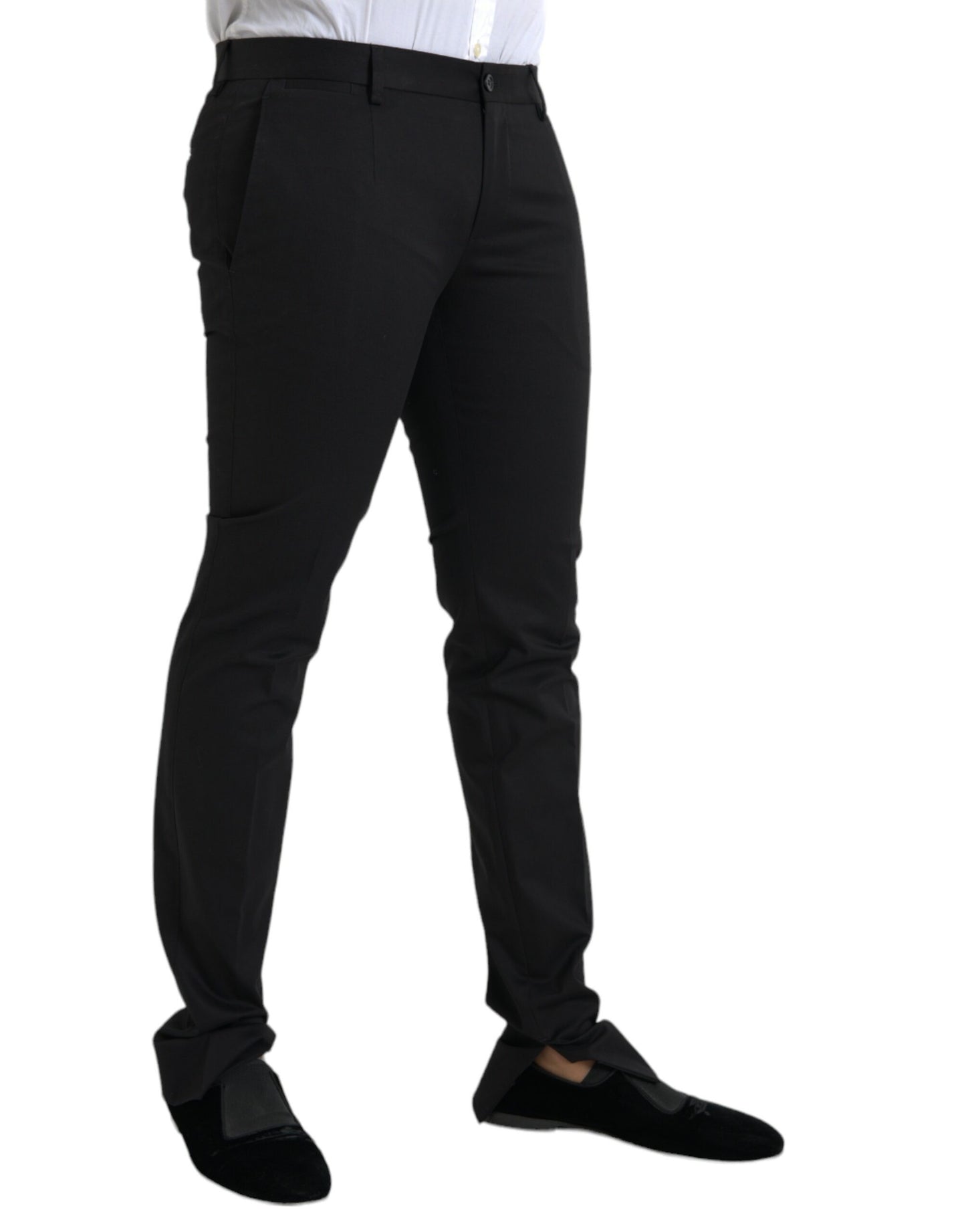 Black Cotton Stretch Skinny Dress Pants