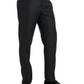 Black Wool Silk Skinny Dress Pants