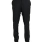 Black Silk Men Skinny Dress Pants