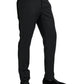 Black Silk Men Skinny Dress Pants