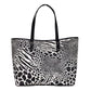 Carter Large Black Animal Print PVC Open Tote Shoulder Purse Bag