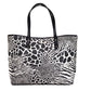 Carter Large Black Animal Print PVC Open Tote Shoulder Purse Bag