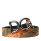 Patchwork Python Leather Logo Buckle Belt Men