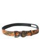 Patchwork Python Leather Logo Buckle Belt Men