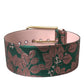 Multicolor Floral Jacquard Lurex Gold Buckle Belt