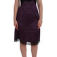 Elegant Purple Silk Lace Shift Dress