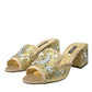 Gold Sequin Leather Heels Sandals Shoes