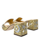 Gold Sequin Leather Heels Sandals Shoes