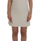 Elegant White Wool Shift Dress with Gold Brooch