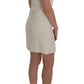 Elegant White Wool Shift Dress with Gold Brooch