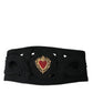 Black Canvas Embellished Waist Women Belt